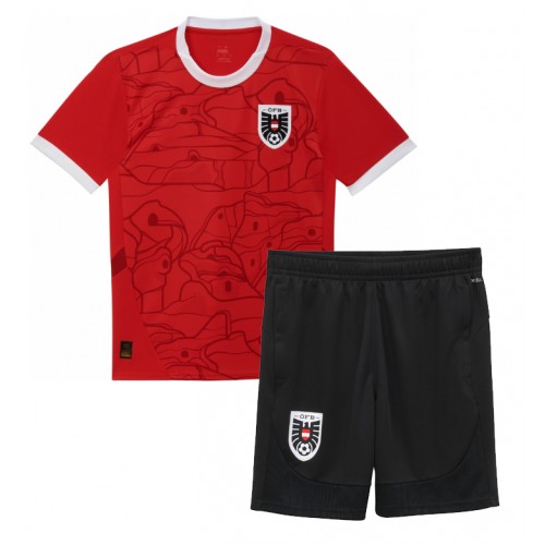 Maglia Calcio Austria Prima Divisa Bambino Europei 2024 Manica Corta (+ pantaloncini)